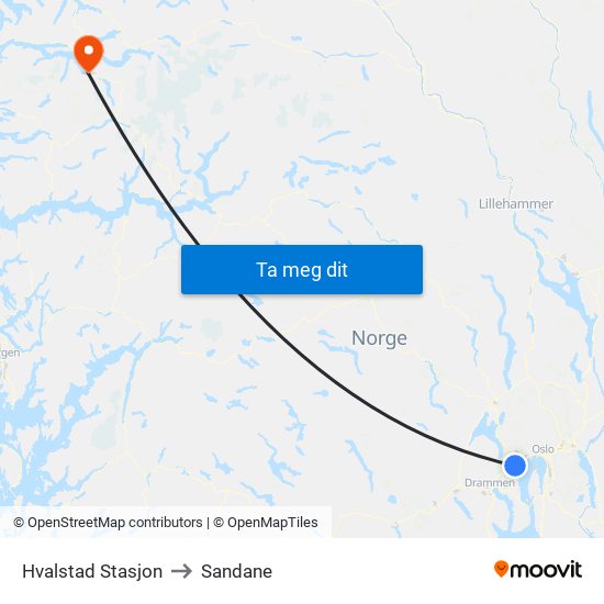 Hvalstad Stasjon to Sandane map