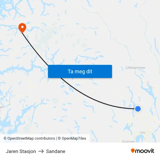 Jaren Stasjon to Sandane map