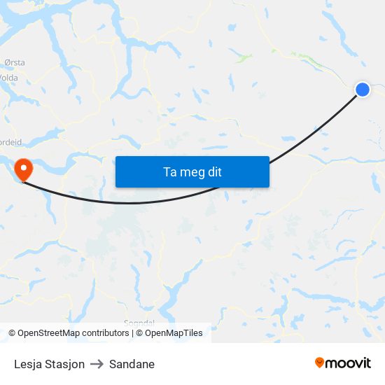 Lesja Stasjon to Sandane map