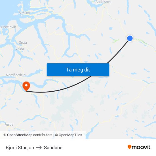 Bjorli Stasjon to Sandane map