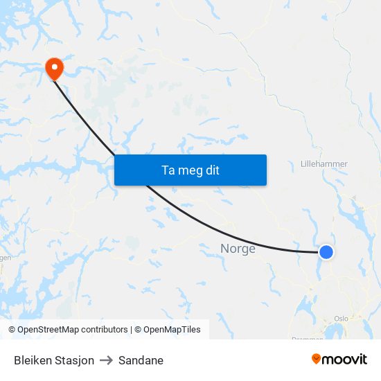 Bleiken Stasjon to Sandane map