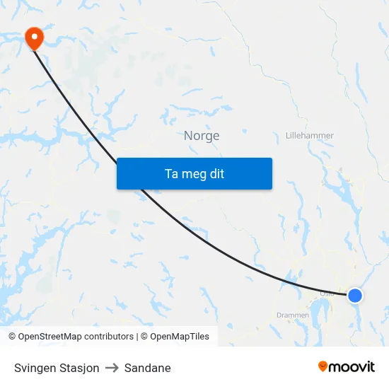 Svingen Stasjon to Sandane map