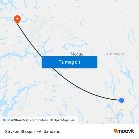 Stryken Stasjon to Sandane map