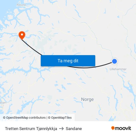Tretten Sentrum Tjønnlykkja to Sandane map