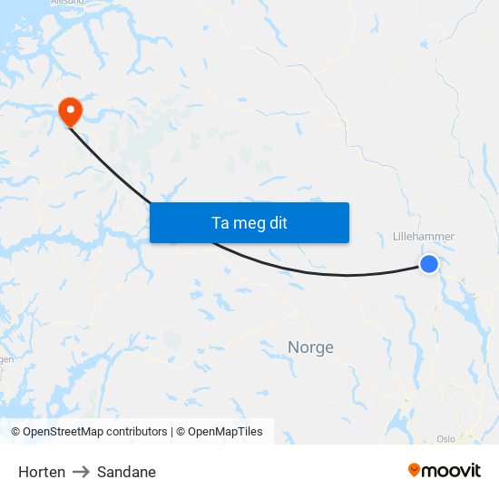 Horten to Sandane map
