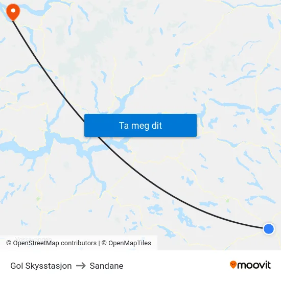 Gol Skysstasjon to Sandane map