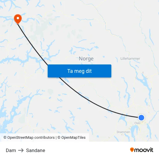 Dam to Sandane map
