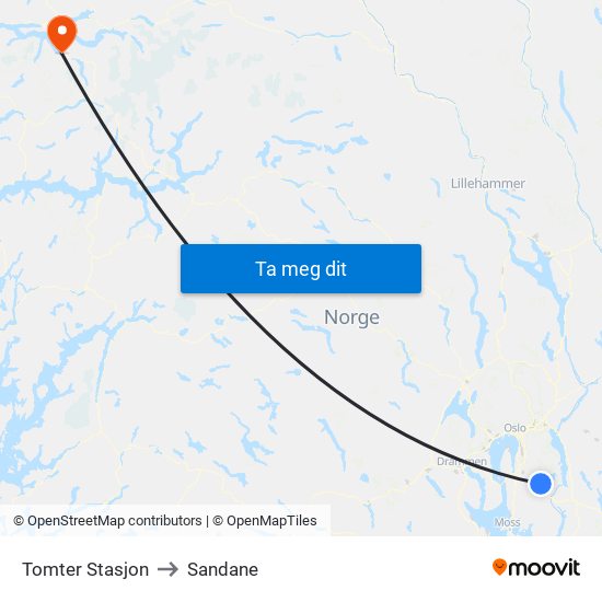 Tomter Stasjon to Sandane map