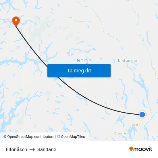 Eltonåsen to Sandane map