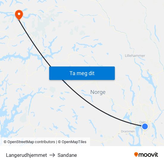 Langerudhjemmet to Sandane map