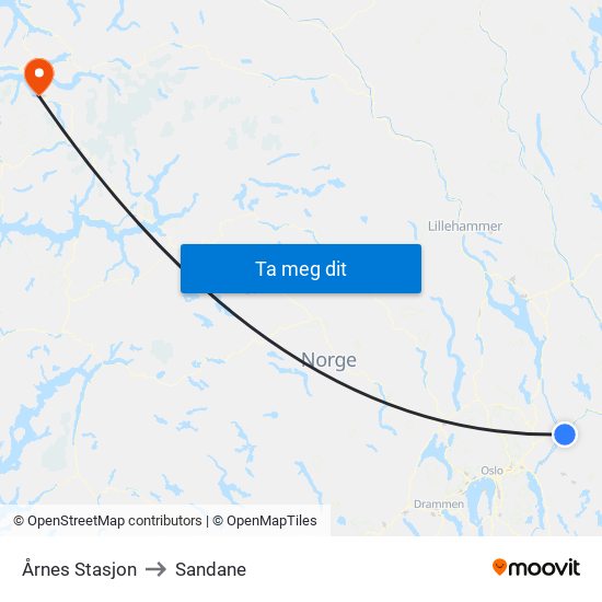 Årnes Stasjon to Sandane map