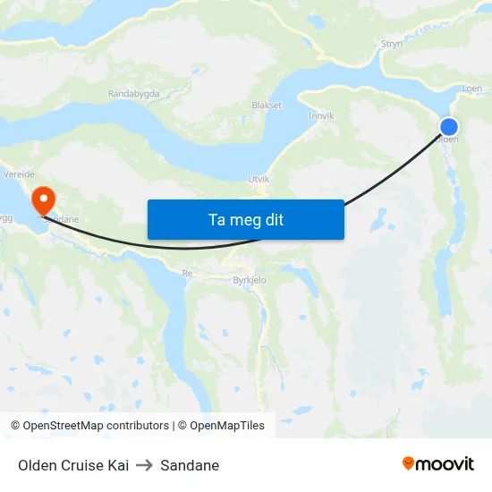 Olden Cruise Kai to Sandane map
