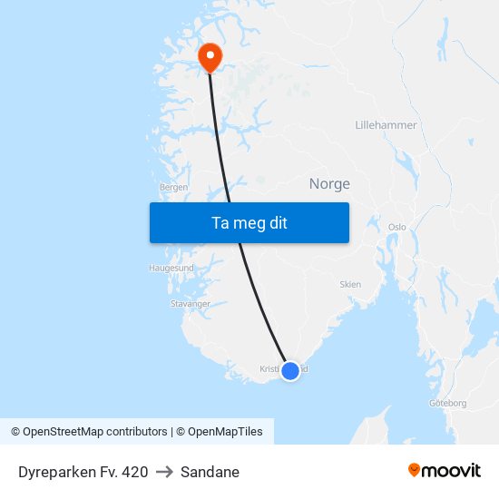 Dyreparken Fv. 420 to Sandane map