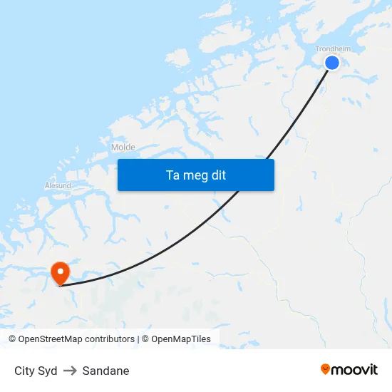 City Syd to Sandane map