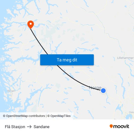 Flå Stasjon to Sandane map