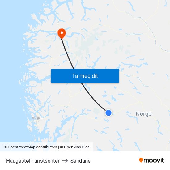 Haugastøl Turistsenter to Sandane map