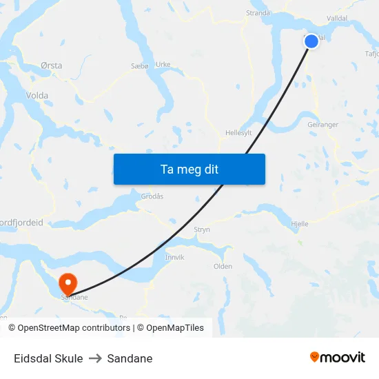 Eidsdal Skule to Sandane map