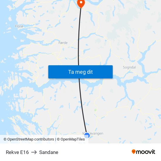 Rekve E16 to Sandane map