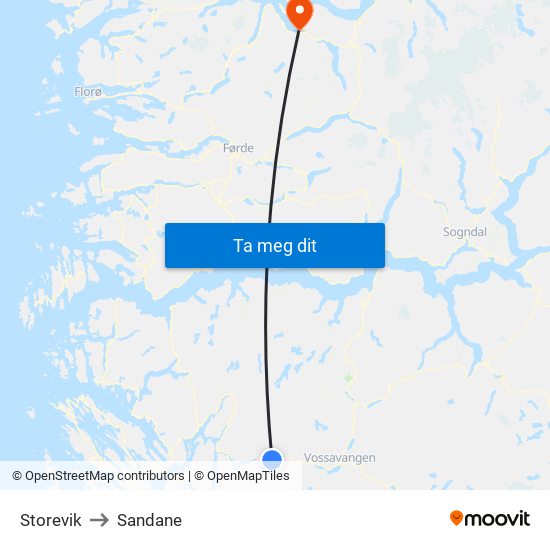 Storevik to Sandane map
