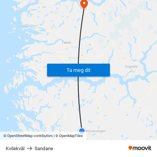 Kvilekvål to Sandane map