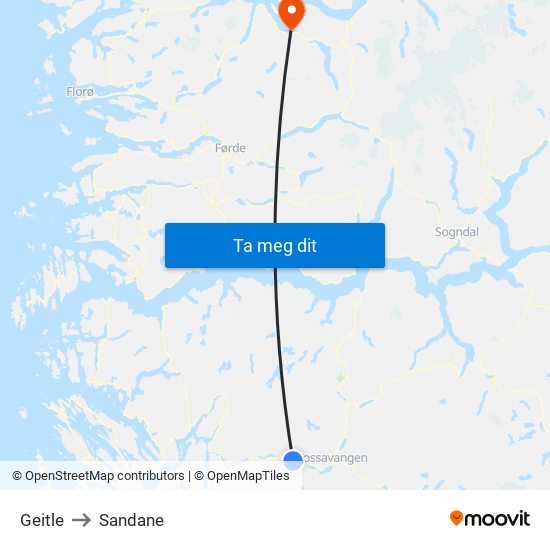 Geitle to Sandane map
