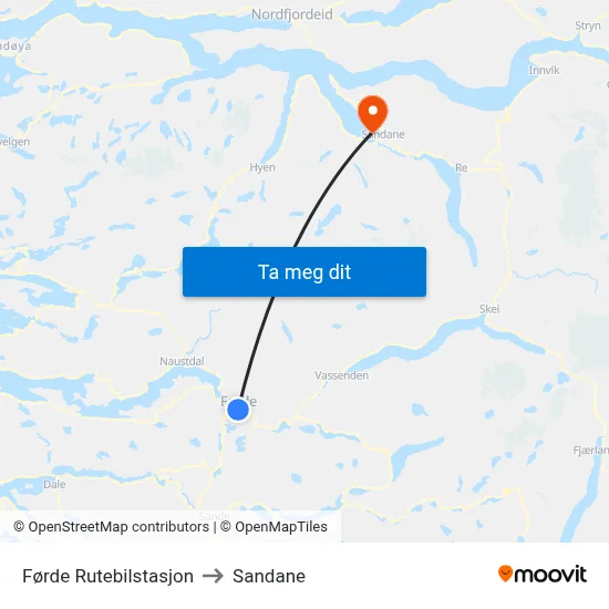 Førde Rutebilstasjon to Sandane map