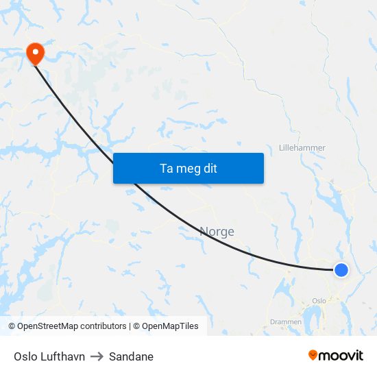 Oslo Lufthavn to Sandane map