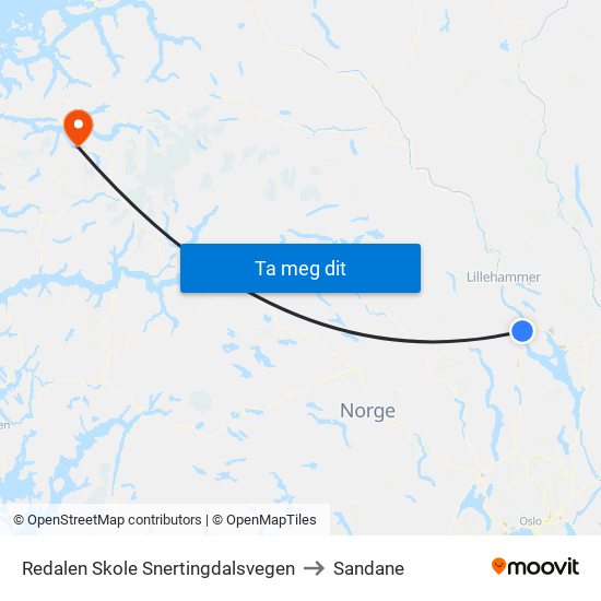 Redalen Skole Snertingdalsvegen to Sandane map