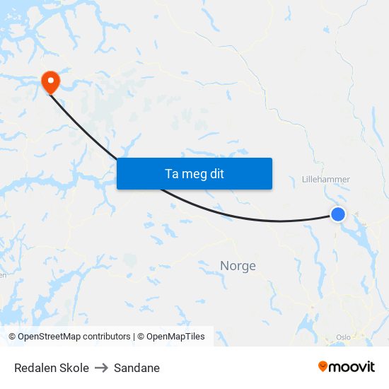 Redalen Skole Snertingdalsvegen to Sandane map