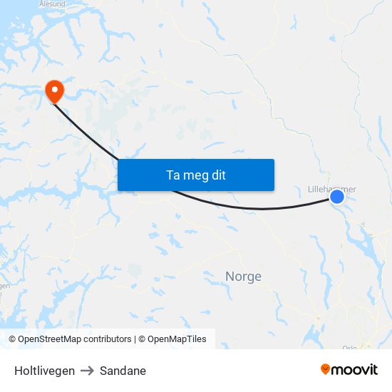 Holtlivegen to Sandane map