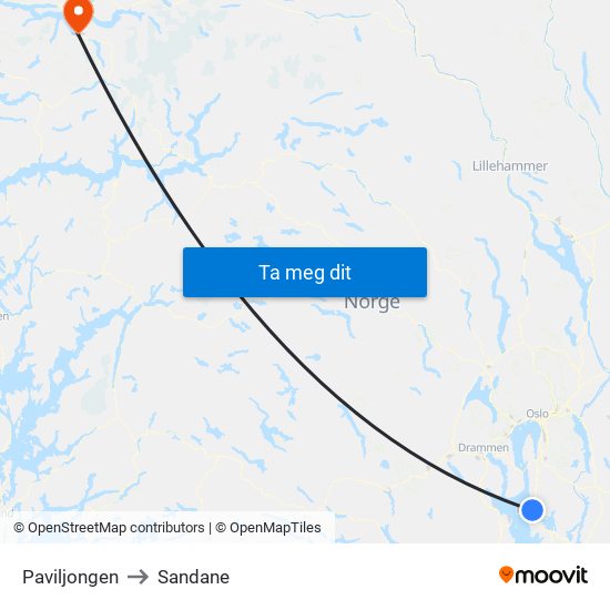 Paviljongen to Sandane map