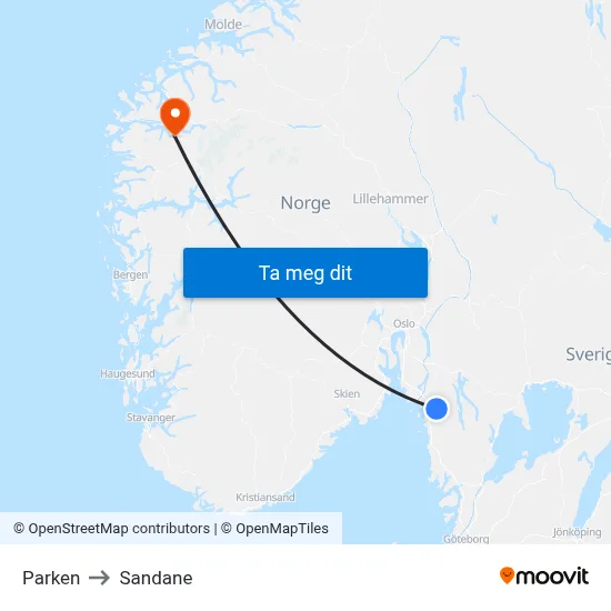 Parken to Sandane map