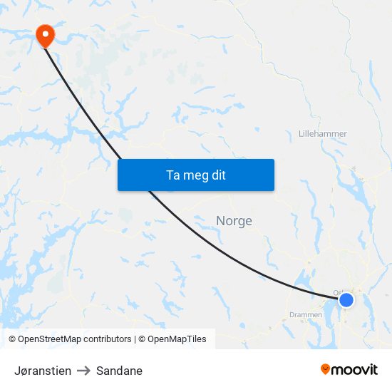 Jøranstien to Sandane map