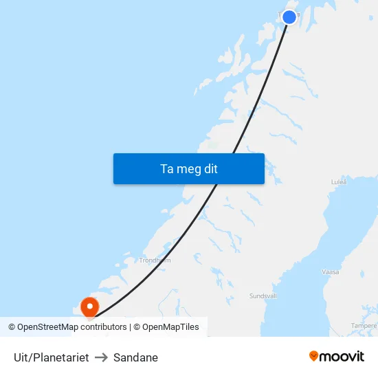 Uit/Planetariet to Sandane map