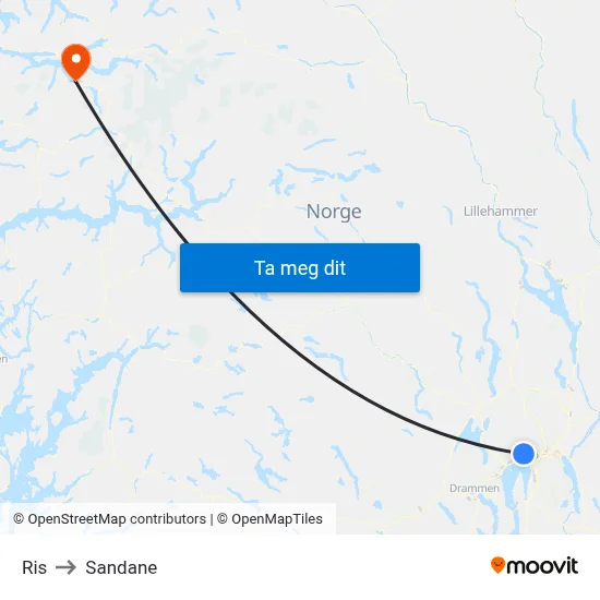 Ris to Sandane map