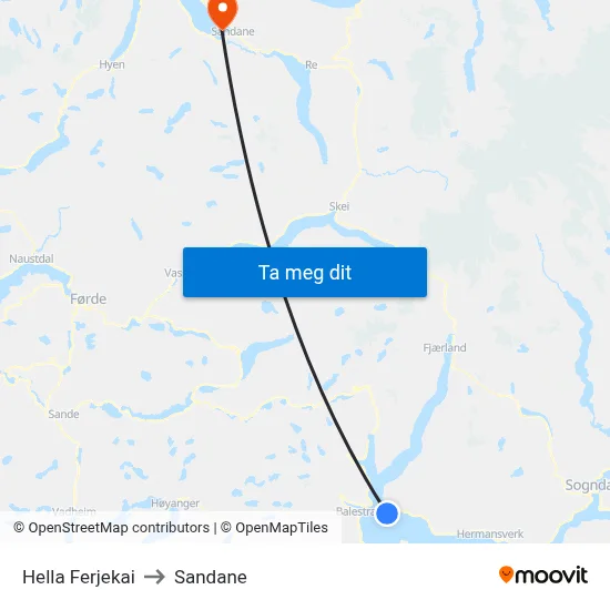 Hella Ferjekai to Sandane map