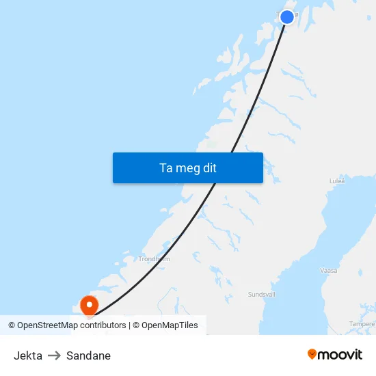 Jekta to Sandane map