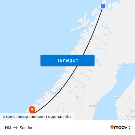 Nkl to Sandane map