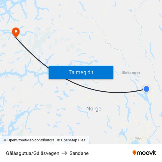 Gålåsgutua/Gålåsvegen to Sandane map