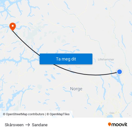 Skårsveen to Sandane map