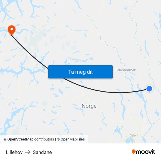 Lillehov to Sandane map