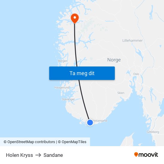 Holen Kryss to Sandane map