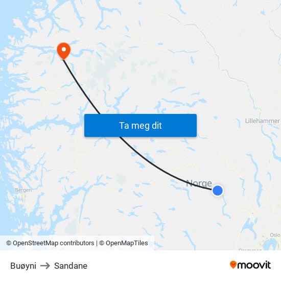 Buøyni to Sandane map