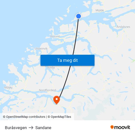 Buråsvegen to Sandane map