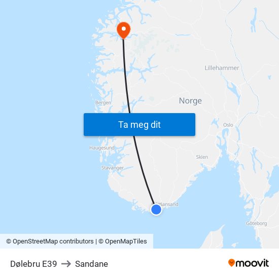 Dølebru E39 to Sandane map