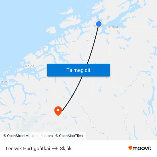 Lensvik Hurtigbåtkai to Skjåk map