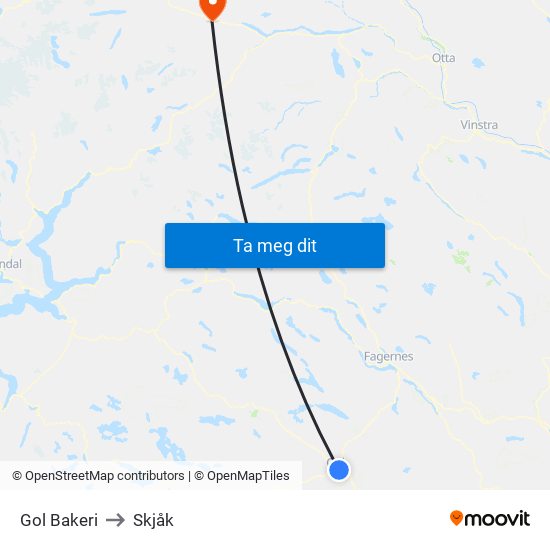 Gol Bakeri to Skjåk map