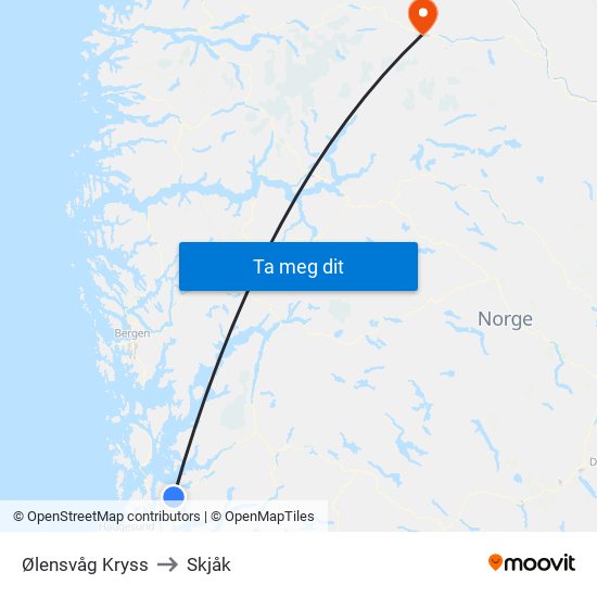 Ølensvåg Kryss to Skjåk map