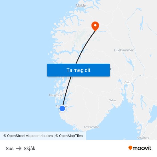 Sus to Skjåk map
