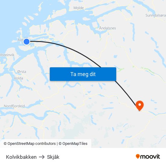 Kolvikbakken to Skjåk map